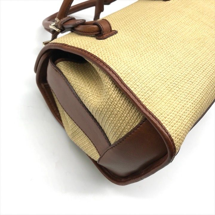 Celine Raffia Straw Hand Boston Bag Beige