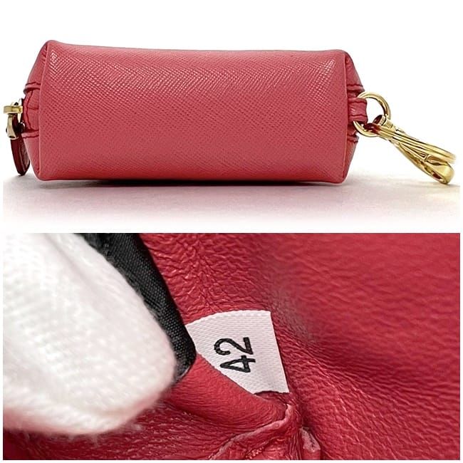Prada Coin Case Pink 1m1218 Excellent Condition Saffiano Leather Preowned