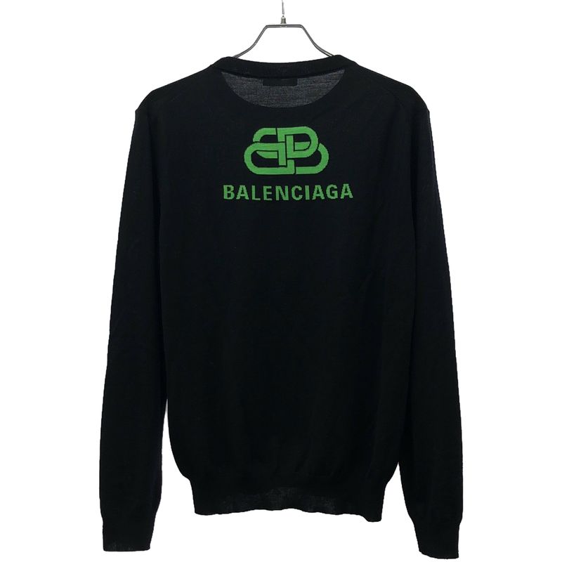 Balenciaga 19aw BB Logo Crew Neck Knit Sweater 583117 T1439 Black M