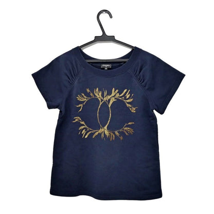 Chanel Short Sleeve Cut And Sew Size XS Coco Mark Navy