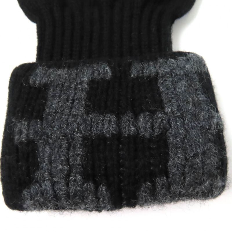 Hermes 100% Cashmere Margiela Period H Logo Knit Gloves Black SM Made In Italy