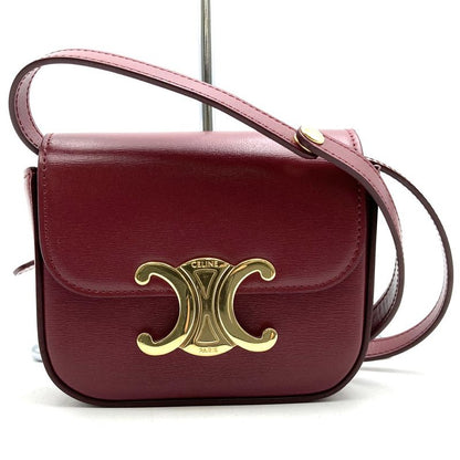 Celine Mini Claude DS 2203 Shoulder Bag Mini Shoulder Bag Leather Wine Red
