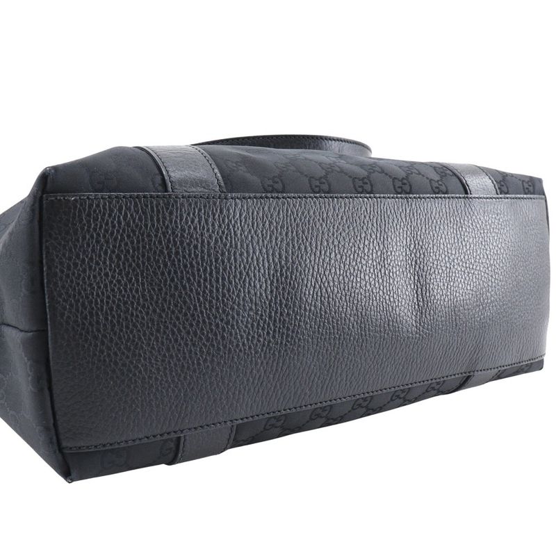 Gucci GG Outlet 341536 Nylon Canvas Black Unisex Tote Bag