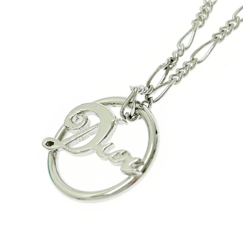 Christian Dior Metal Dior Logo Circle Necklace Silver 463834 Necklace