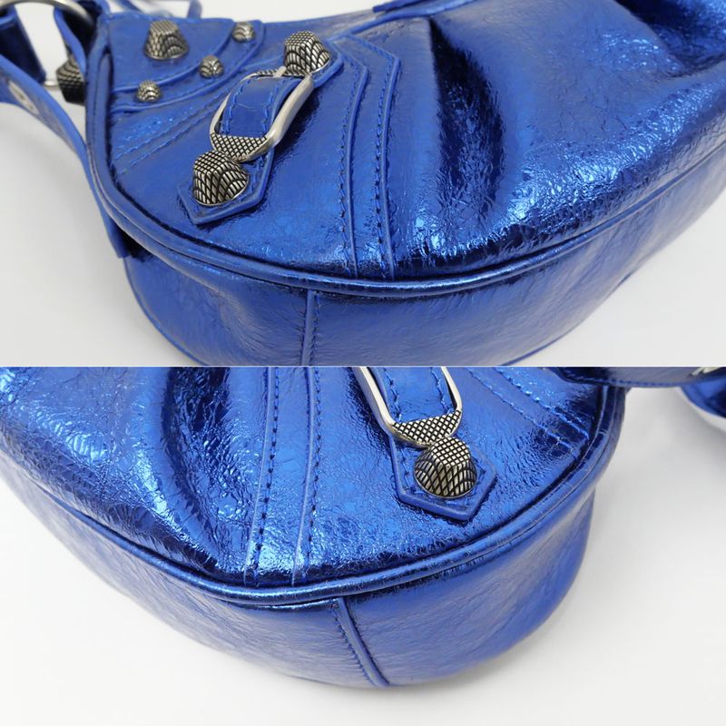 Balenciaga Luca Gold XS 671309 Shoulder Bag Metallic Blue Ladies