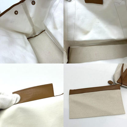 Balenciaga Tote Bag Navy Cabas M 339936 Canvas/leather Beige