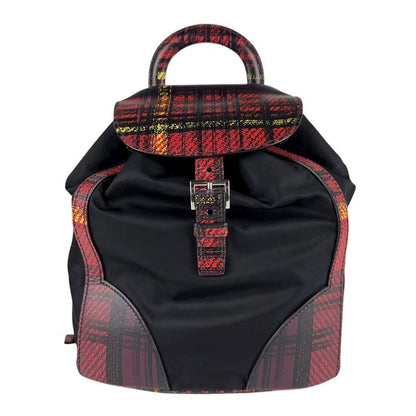 Prada Regal Check Print Black and Red Backpack