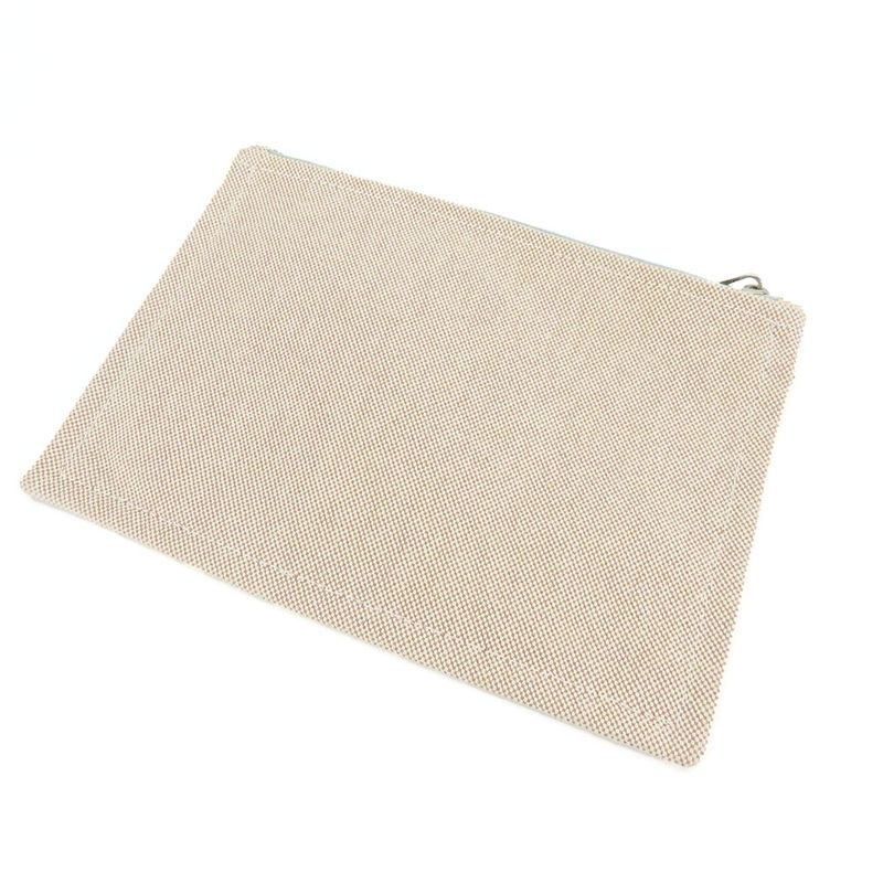 Hermes Pouch New Yachting PM Canvas Beige Silver Hardware Multi Pouch Logo