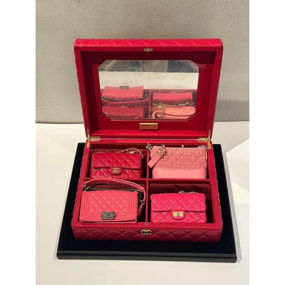 Chanel 4-piece Mini Chain Shoulder Bag Set Box Case 4 Stickers Cards