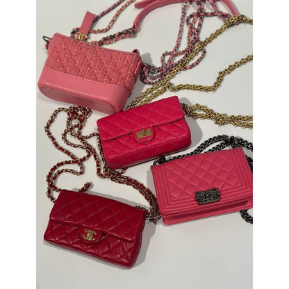 Chanel 4-piece Mini Chain Shoulder Bag Set Box Case 4 Stickers Cards