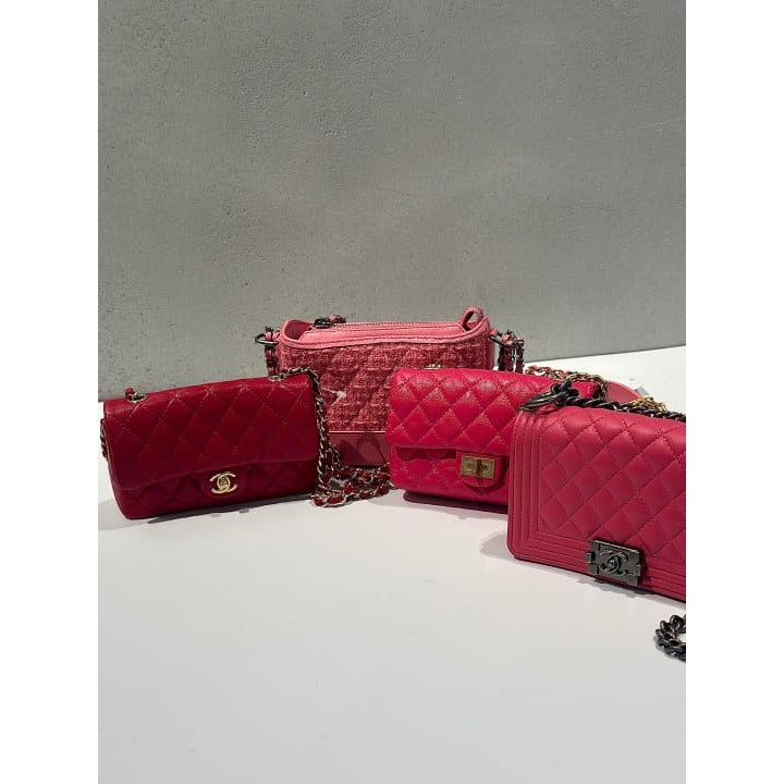 Chanel 4-piece Mini Chain Shoulder Bag Set Box Case 4 Stickers Cards