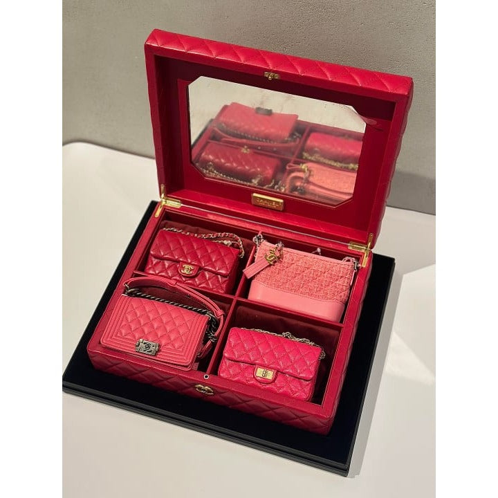 Chanel 4-piece Mini Chain Shoulder Bag Set Box Case 4 Stickers Cards