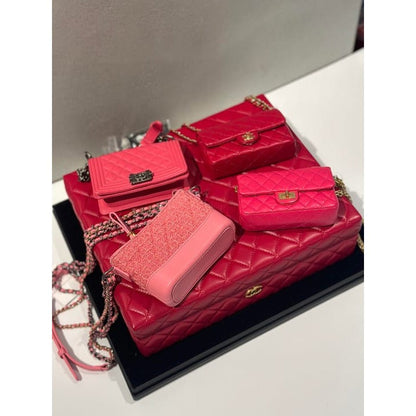 Chanel 4-piece Mini Chain Shoulder Bag Set Box Case 4 Stickers Cards