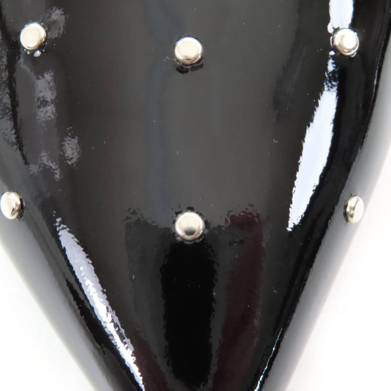 Celine Studded Pointed Toe Patent Leather Pumps Black Silver Hardware 36.5 With