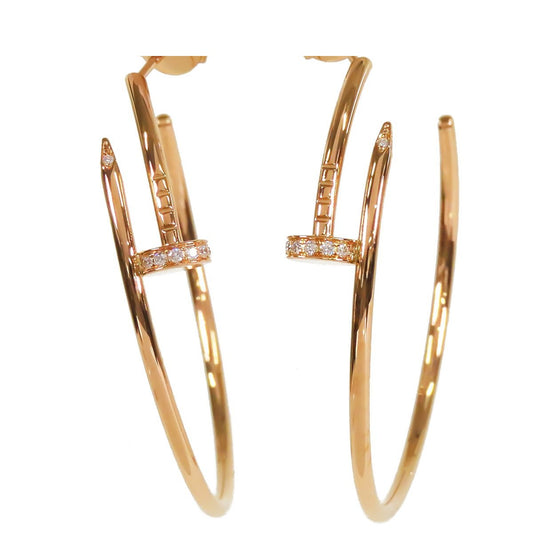 Cartier Juste un Clou Earrings 18k Pink Gold Diamond Large Model
