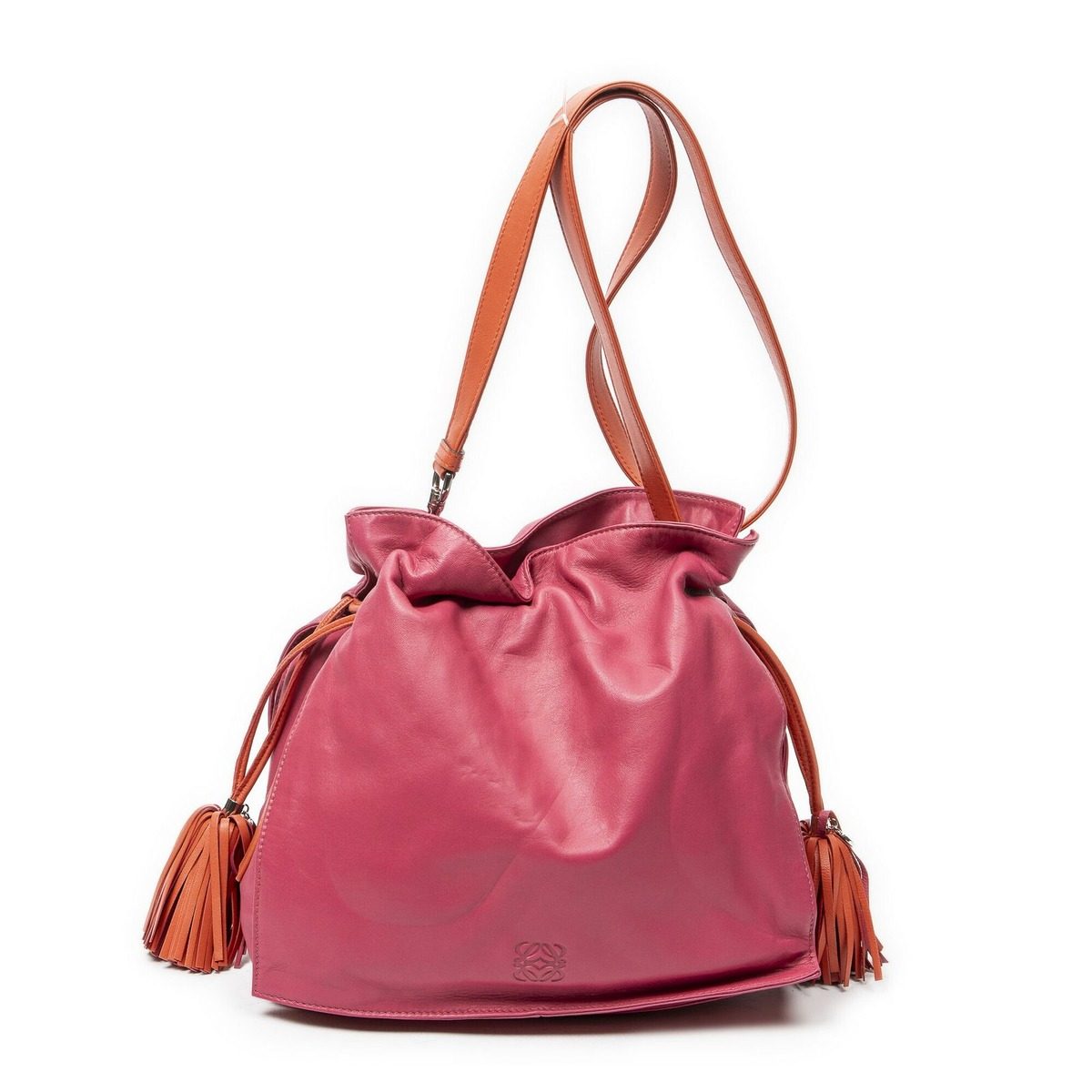 Loewe Bicolor Tassel Flamenco Pink Orange Calfskin Leather Messenger Bag