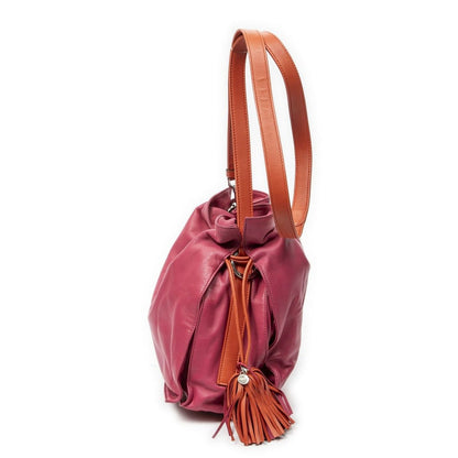 Loewe Bicolor Tassel Flamenco Pink Orange Calfskin Leather Messenger Bag — view 3