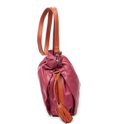 Loewe Bicolor Tassel Flamenco Pink Orange Calfskin Leather Messenger Bag — view 4