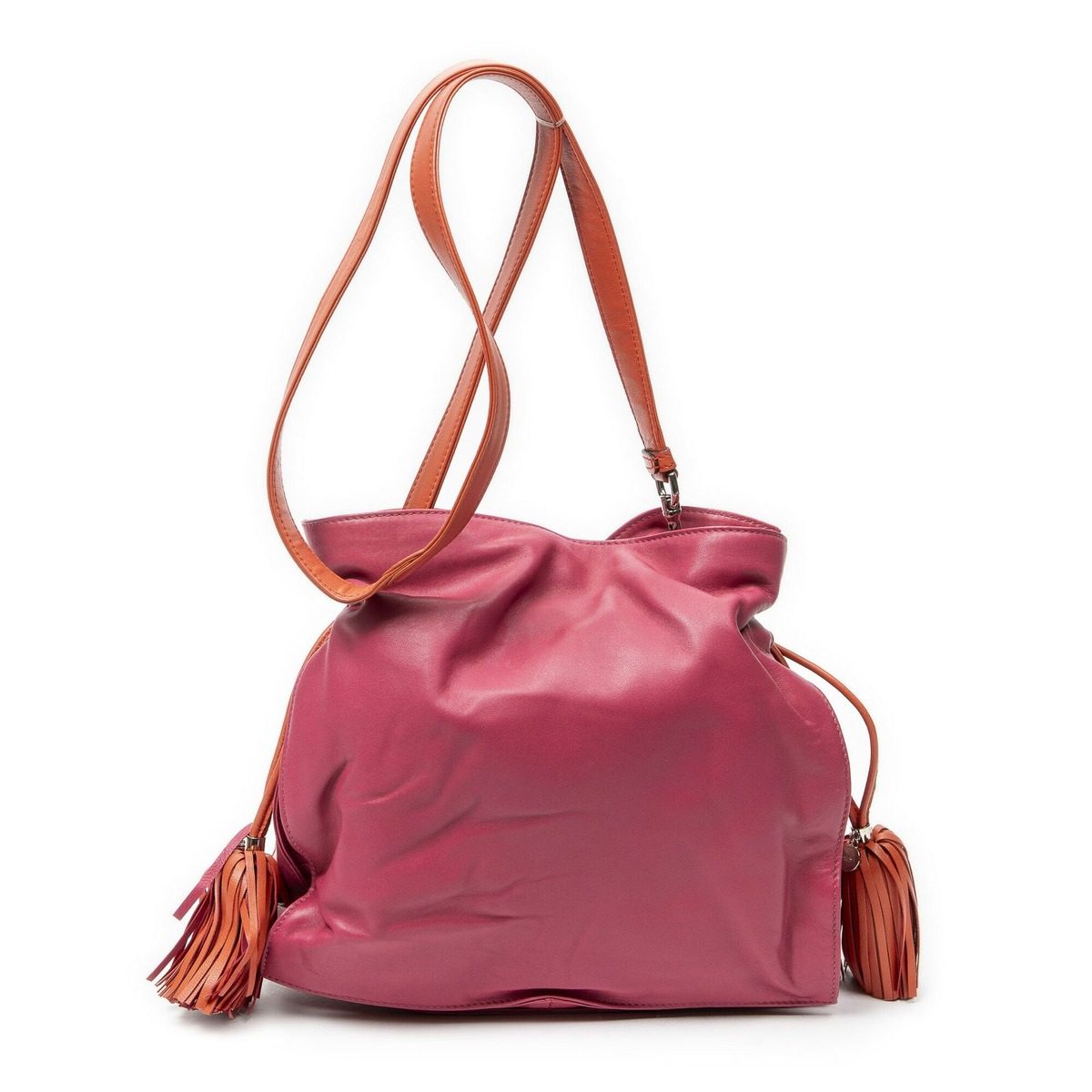Loewe Bicolor Tassel Flamenco Pink Orange Calfskin Leather Messenger Bag — view 5