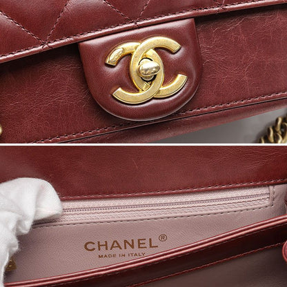 Chanel Matelasse Chain Shoulder Bag Red Calf Handbag