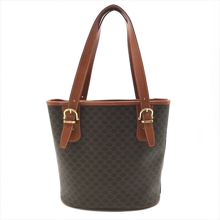 Celine Macadam Tote Brown Leather