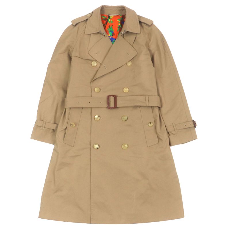 Gucci 452368 Back Taiga Embroidery 100% Silk Lining Logo Buttons Trench Coat