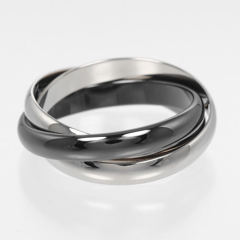 Cartier Trinity 3.4mm (0.13in) Band 18kwhite Gold X Ceramic #22 Men's 7.8g Ring