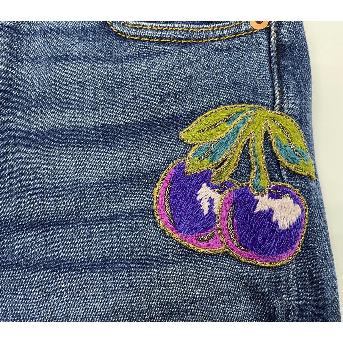 Gucci Cotton Applique Skinny Denim Pants 23 Blue — view 10