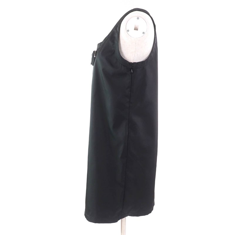 Prada 2023 230701 Re-nylon Triangle Logo Sleeveless Mini Dress Black 40 Made In