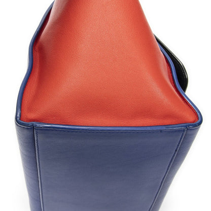 Celine Small Tricolor Trapeze Blue Red Black Calfskin Leather Shoulder Bag — view 7