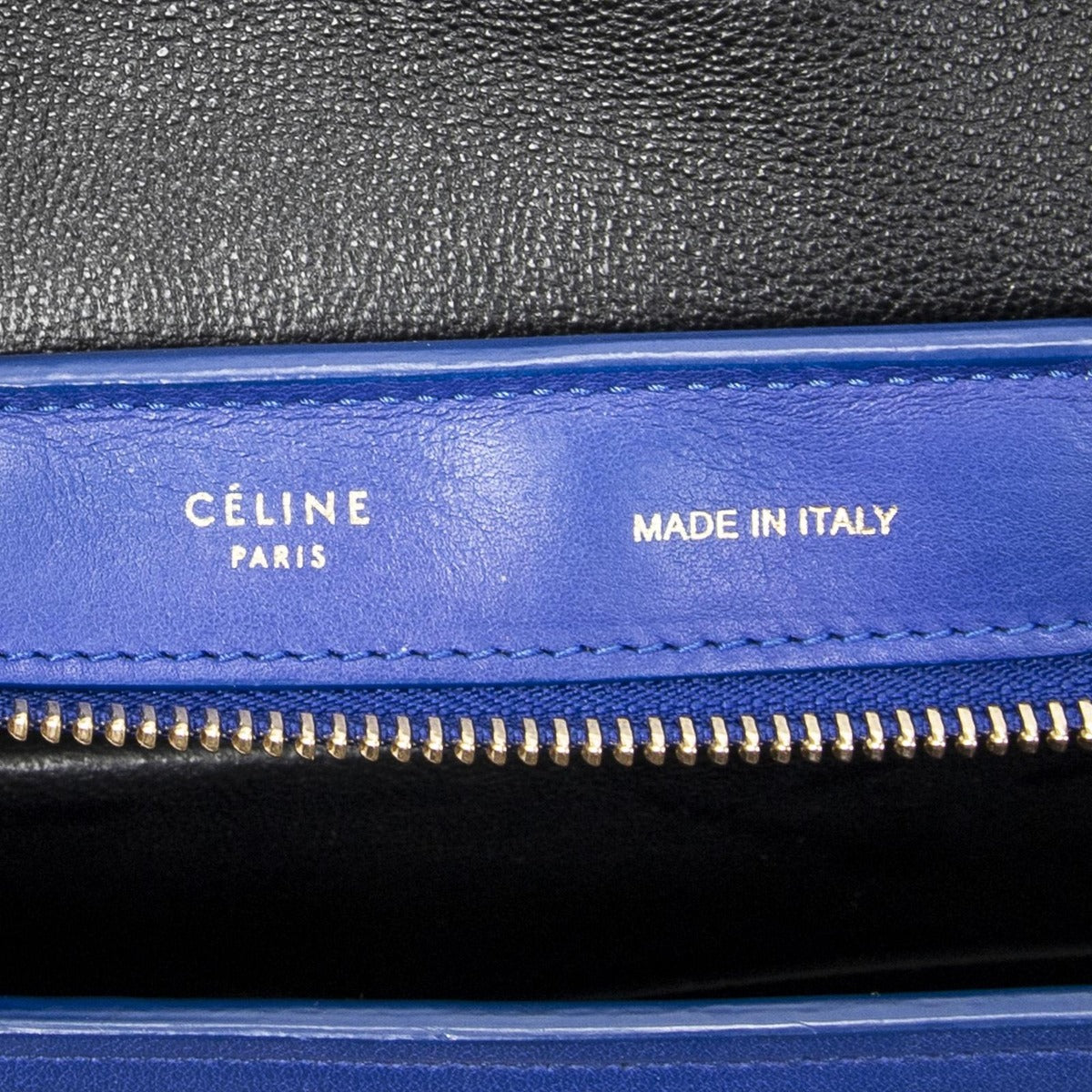 Celine Small Tricolor Trapeze Blue Red Black Calfskin Leather Shoulder Bag — view 10