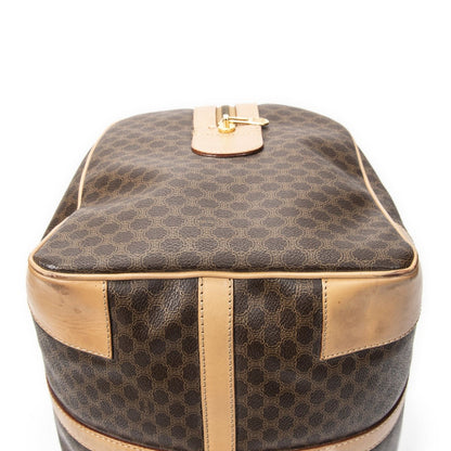 Celine Vintage Travel Boston Brown Tan Macadam Canvas Shoulder Bag — view 7