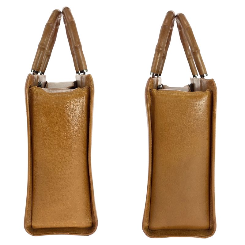 Gucci Bamboo Camel Silver Hardware Leather 002 1035 2way Handbag Tote Shoulder