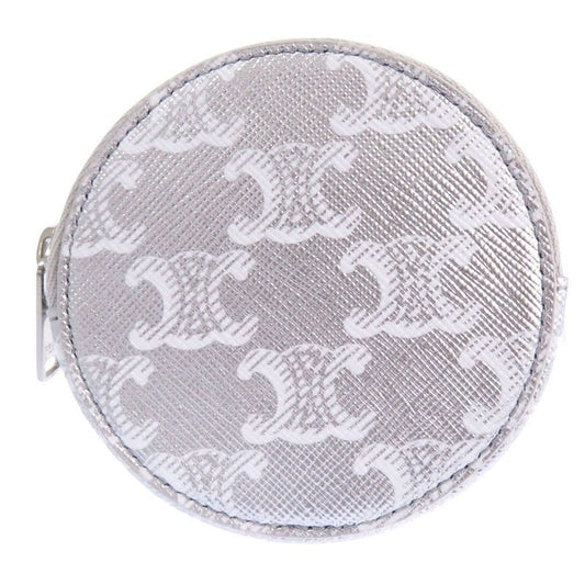 Celine Triomphe Leather Silver Coin Case 0117