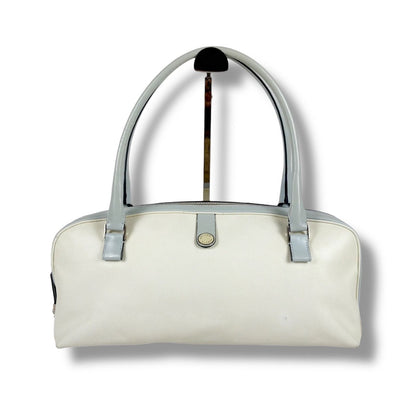 Bottega Veneta Marco Polo Bowling Bag Satchel White Light Blue Bluewhite — view 11