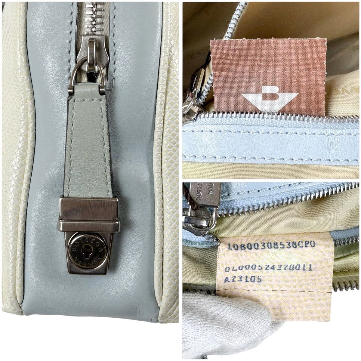 Bottega Veneta Marco Polo Bowling Bag Satchel White Light Blue Bluewhite — view 10