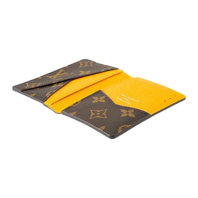 Louis Vuitton Card Case Organizer De Poche Brown/saffron Yellow