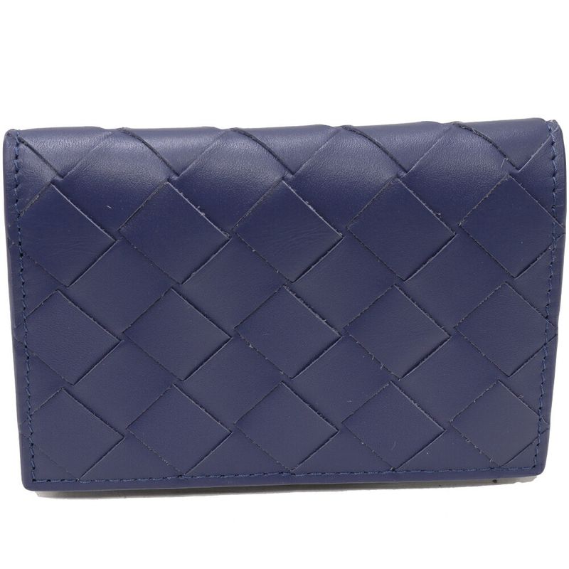 Bottega Veneta Business Card Holder With Depth Intrecciato Calf Blue Outlet