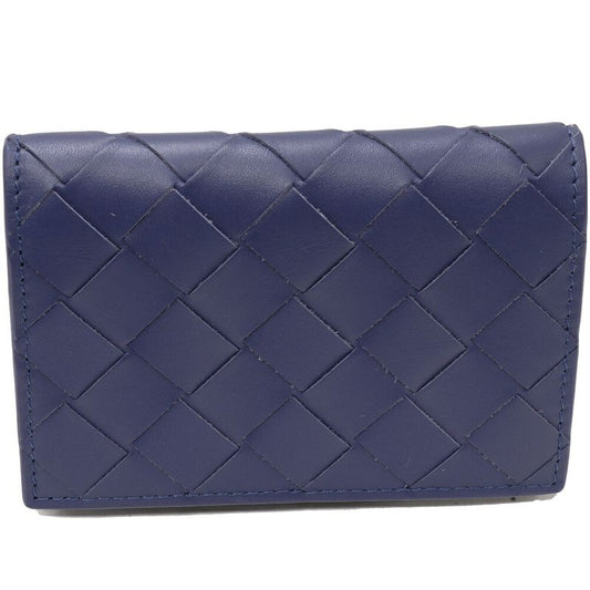 Bottega Veneta Business Card Holder With Depth Intrecciato Calf Blue Outlet