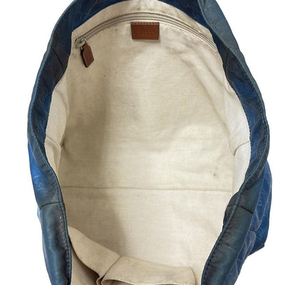 Gucci Tote Bag GG Pattern 282439 Blue And Brown Leather