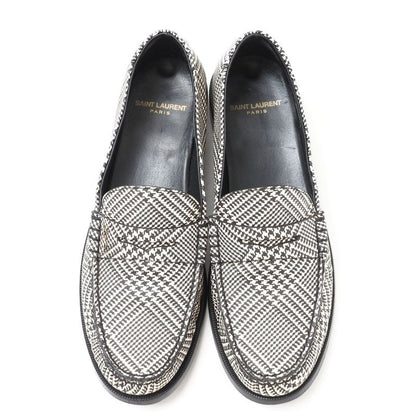 Saint Laurent Paris Loafers Size 40 Staggered Check Logo Smoo Scuff Zipper