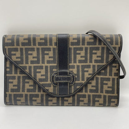 Fendi Shoulder Bag Sakosh Pouch Zucca PVC Brown Black Ladies Men Fashion
