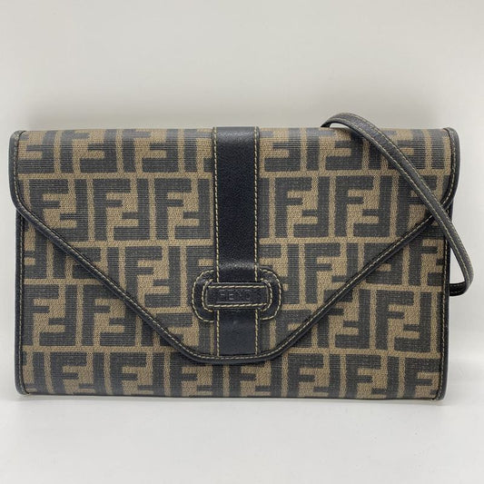 Fendi Shoulder Bag Sakosh Pouch Zucca PVC Brown Black Ladies Men Fashion