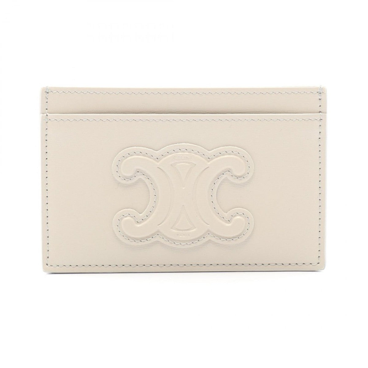 Celine Card Case Triomphe Light Gray Leather