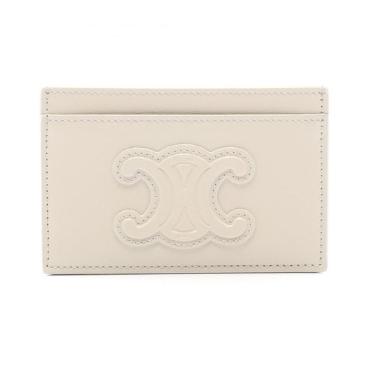 Celine Card Case Triomphe Light Gray Leather