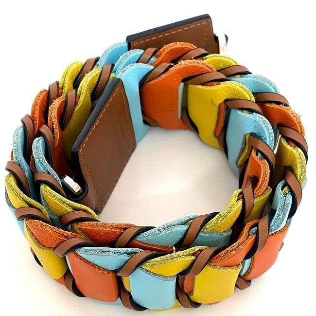 Loewe Shoulder Strap Ec22874 Brown Yellow Orange