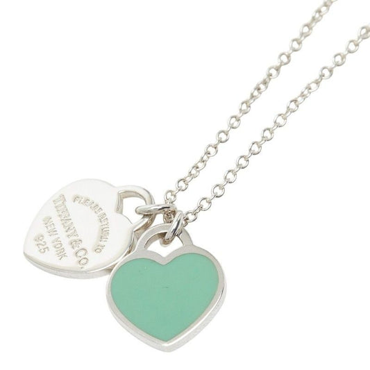 Tiffany & Co. Return to Double Heart Tag Chain Pendant Necklace Silver