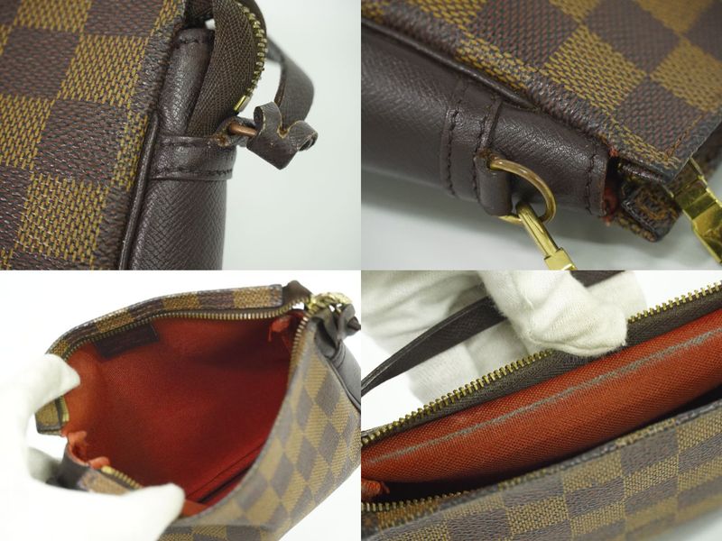 Authentic Louis Vuitton LV Trousse Makeup Damier Ebène Accessory Pouch Handbag
