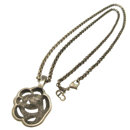 Christian Dior Rhinestone Metal Gunmetal Necklace 0084 Christian Dior