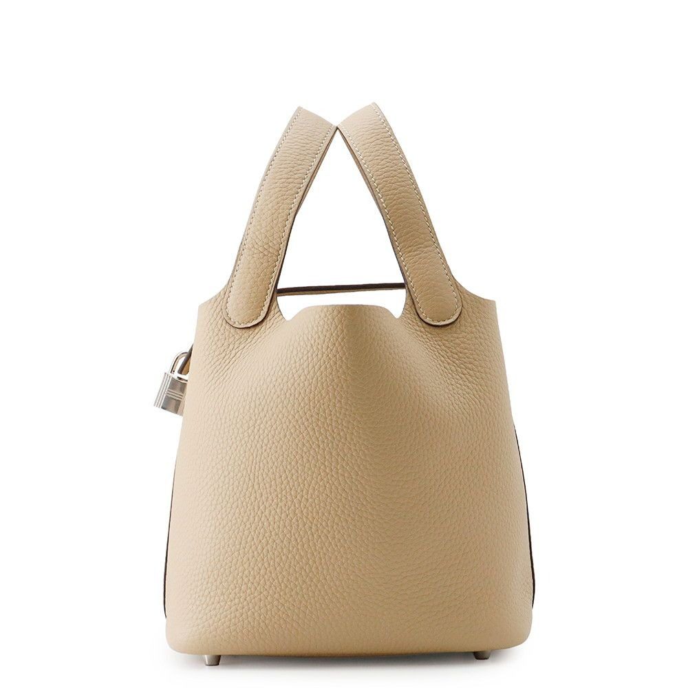 Hermes Handbag Picotin Lock PM Trench Silver Taurillon Clemence